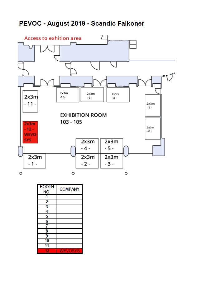 PEVoC 2019 Exhibition floor plan forside
